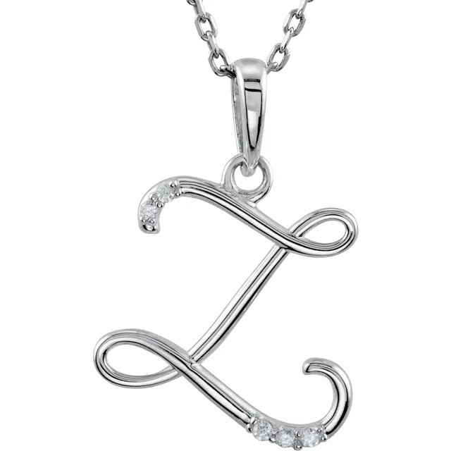14K Yellow .03 CTW Natural Diamond Initial Necklace
