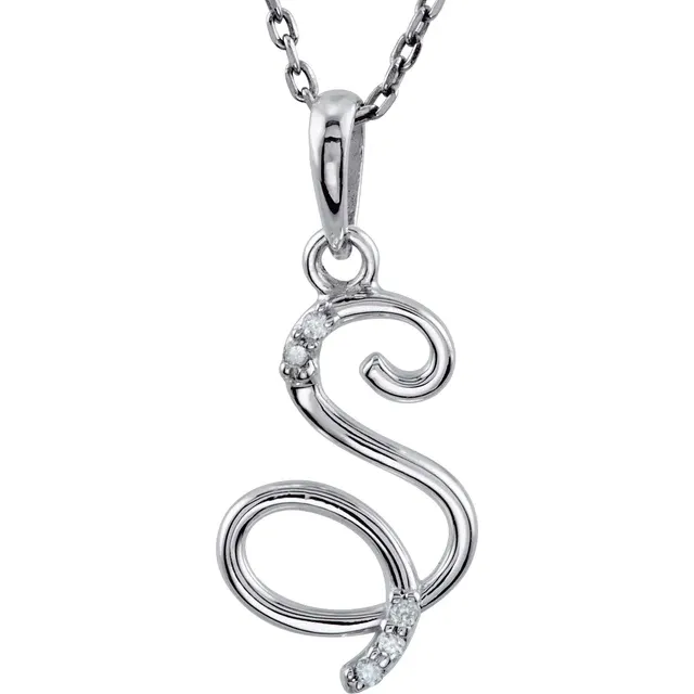 14K Yellow .03 CTW Natural Diamond Initial Necklace