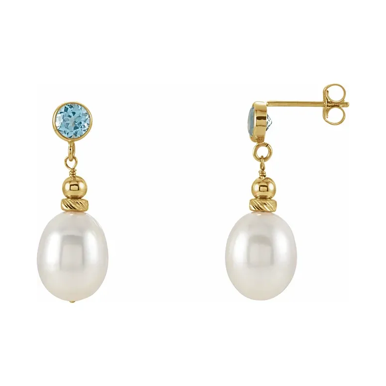 Pearl & Genuine Amethyst Earrings