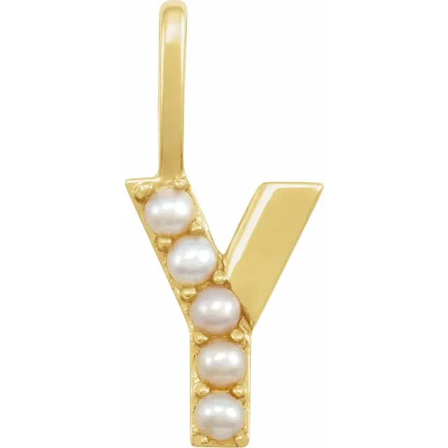 Mini pearls initial charmpendant