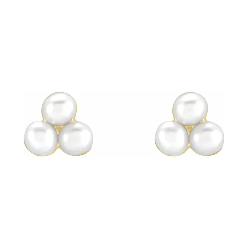 Cultured Freshwater Pearl Cluster Earrings