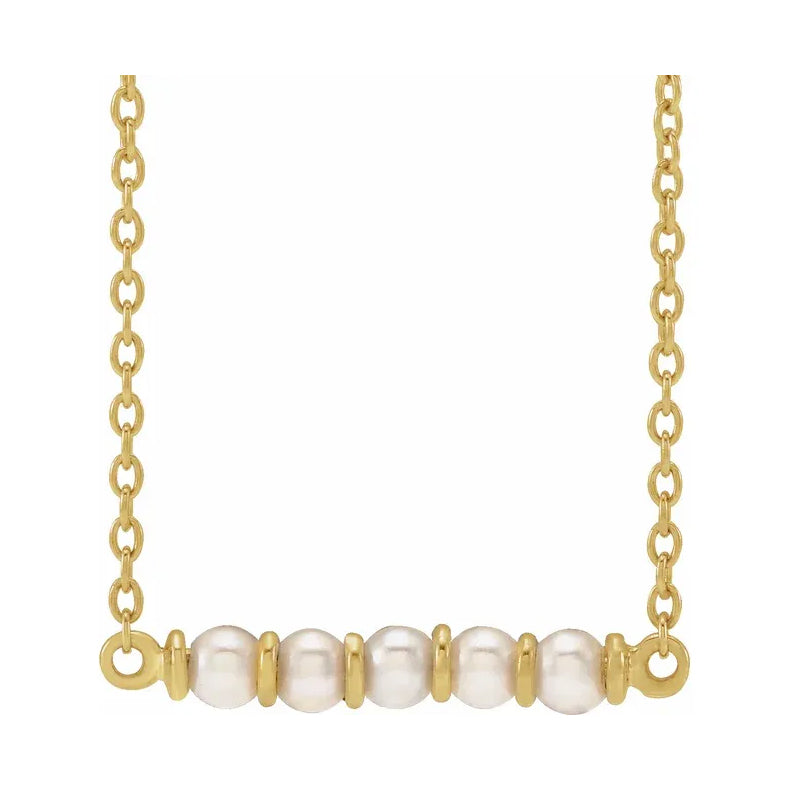 Cultured White Freshwater Pearl Bar Necklace