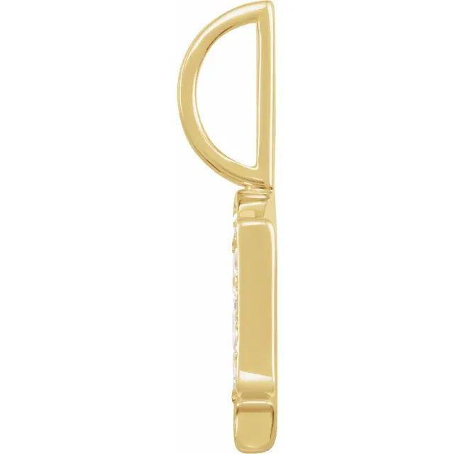Solid Yellow Gold Diamond Gothic Initial A Charm/Pendant