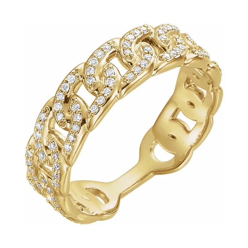 14K Yellow Diamond Stackable Link Ring