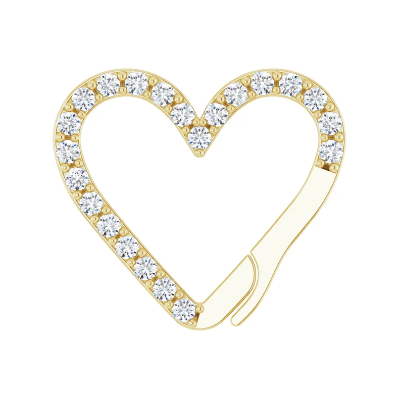 14K Solid Gold Diamond Heart Charm Bail