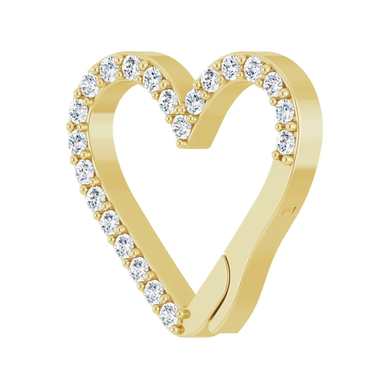 14K Solid Gold Diamond Heart Charm Bail