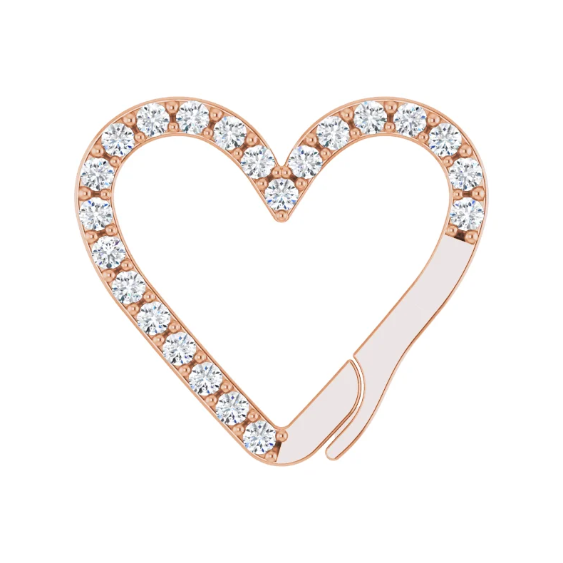 14K Solid Gold Diamond Heart Charm Bail