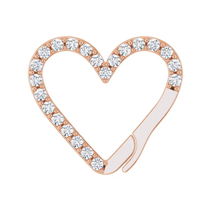 14K Solid Gold Diamond Heart Charm Bail