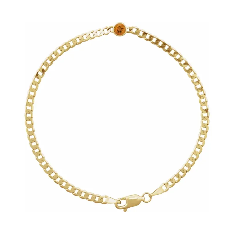 14K Yellow With Diamond / Natural GemstonesLink Bracelet