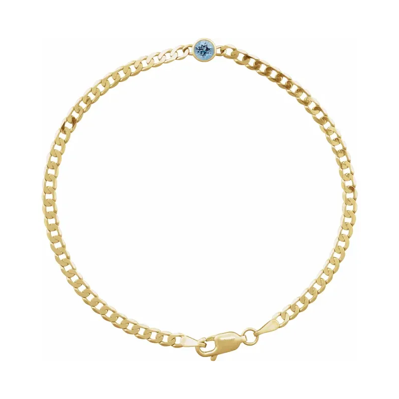 14K Yellow With Diamond / Natural GemstonesLink Bracelet