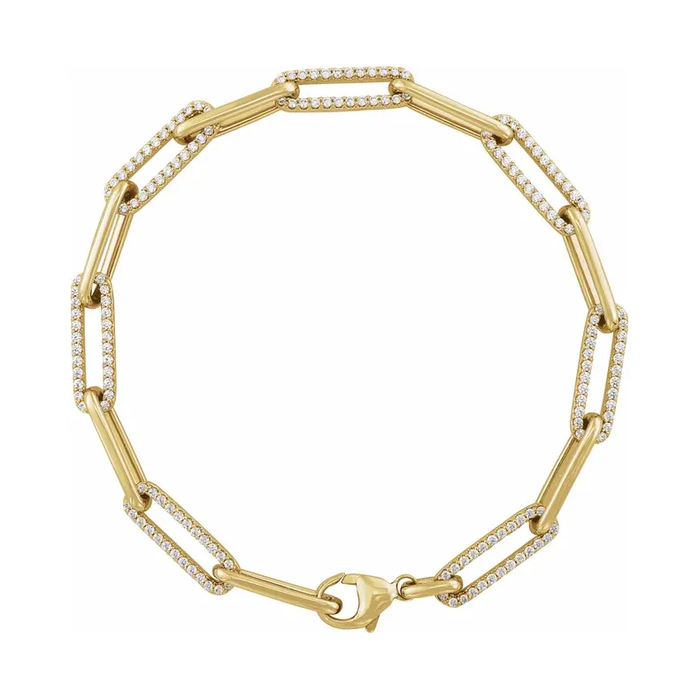 14K Yellow  Diamond Link Bracelet