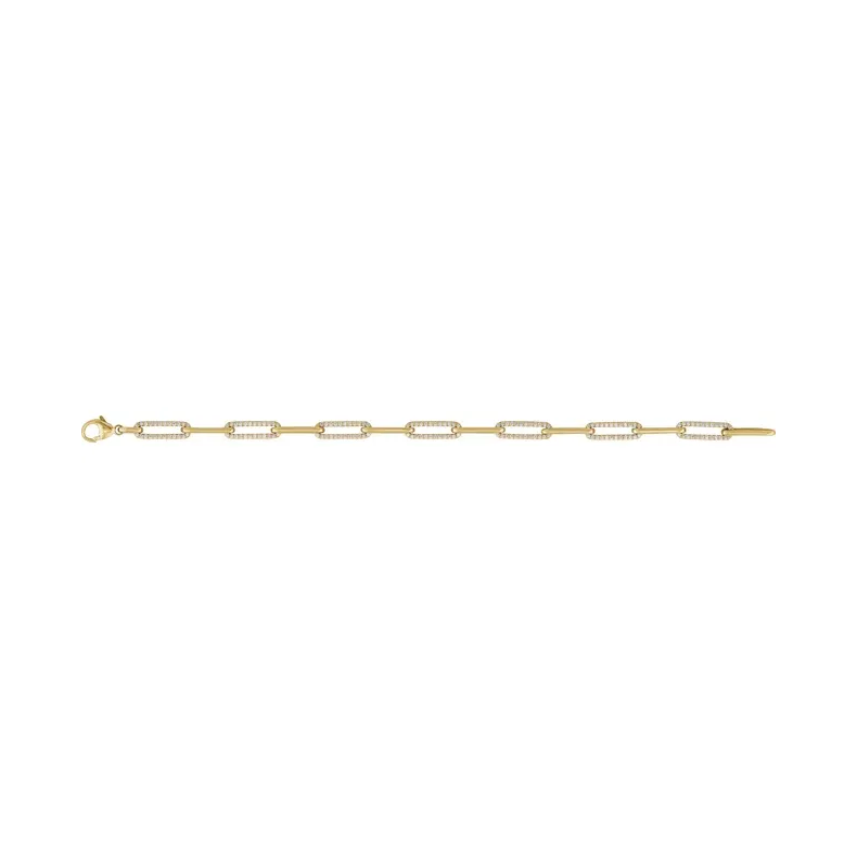 14K Yellow  Diamond Link Bracelet