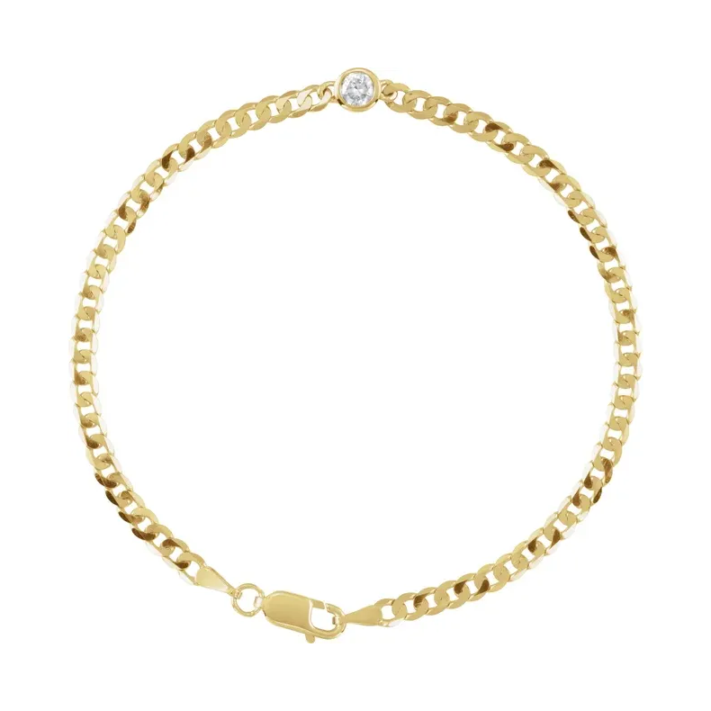 14K Yellow With Diamond / Natural GemstonesLink Bracelet