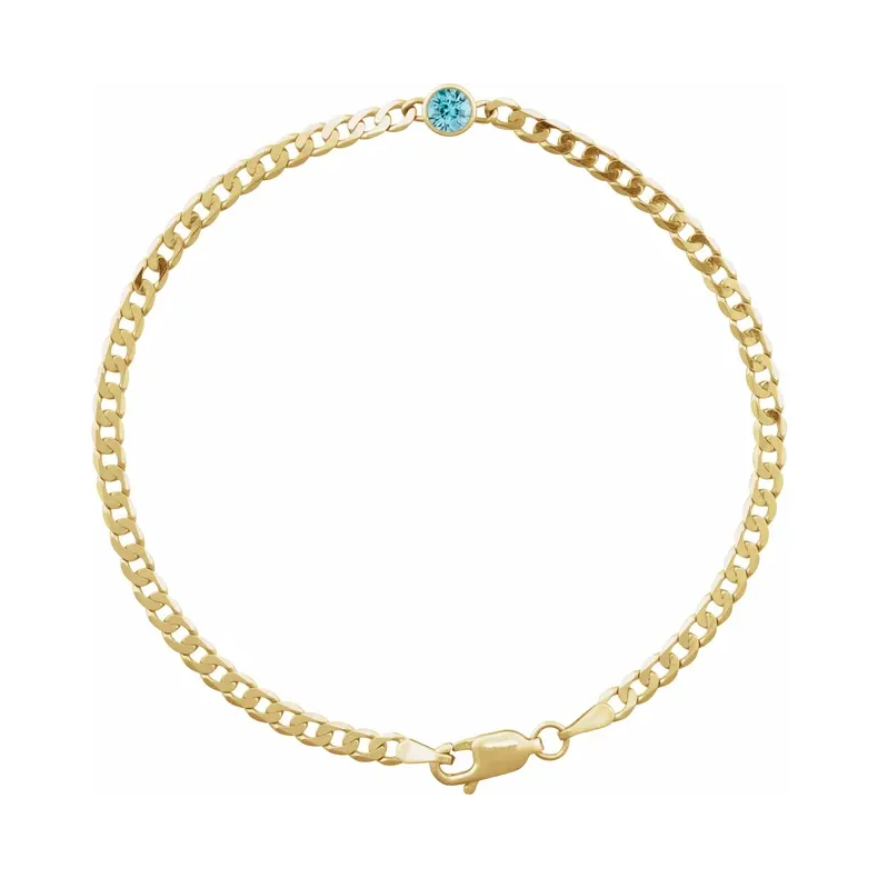 14K Yellow With Diamond / Natural GemstonesLink Bracelet