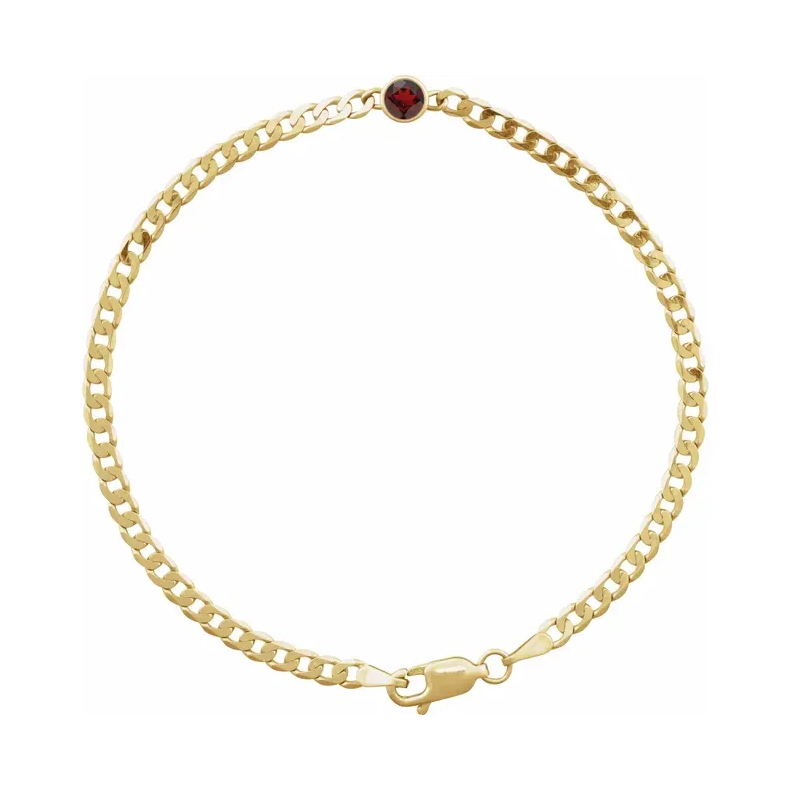 14K Yellow With Diamond / Natural GemstonesLink Bracelet