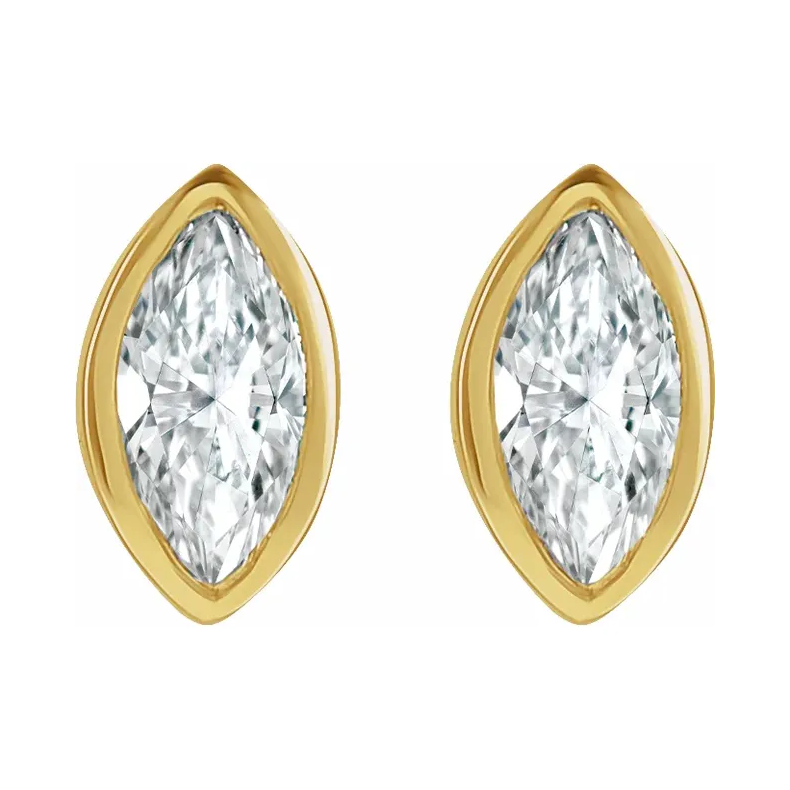 14K Yellow Diamond Solitaire Bezel-Set Earrings