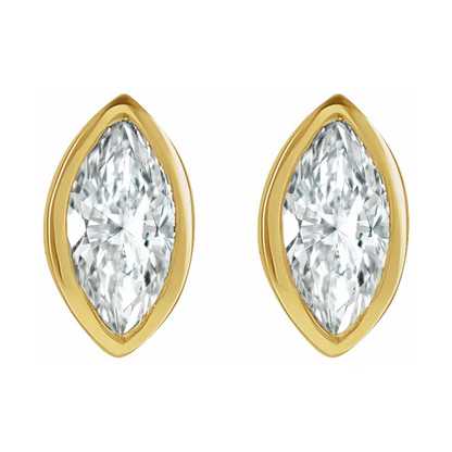 14K Yellow Diamond Solitaire Bezel-Set Earrings