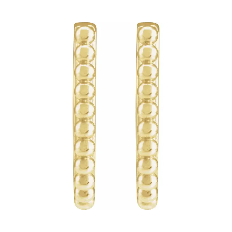 14K Gold Beaded 15 mm Hoop Earrings