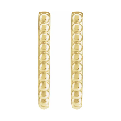 14K Gold Beaded 15 mm Hoop Earrings