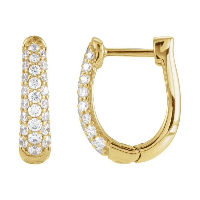 14K Solid Gold Diamond Hoop Earrings