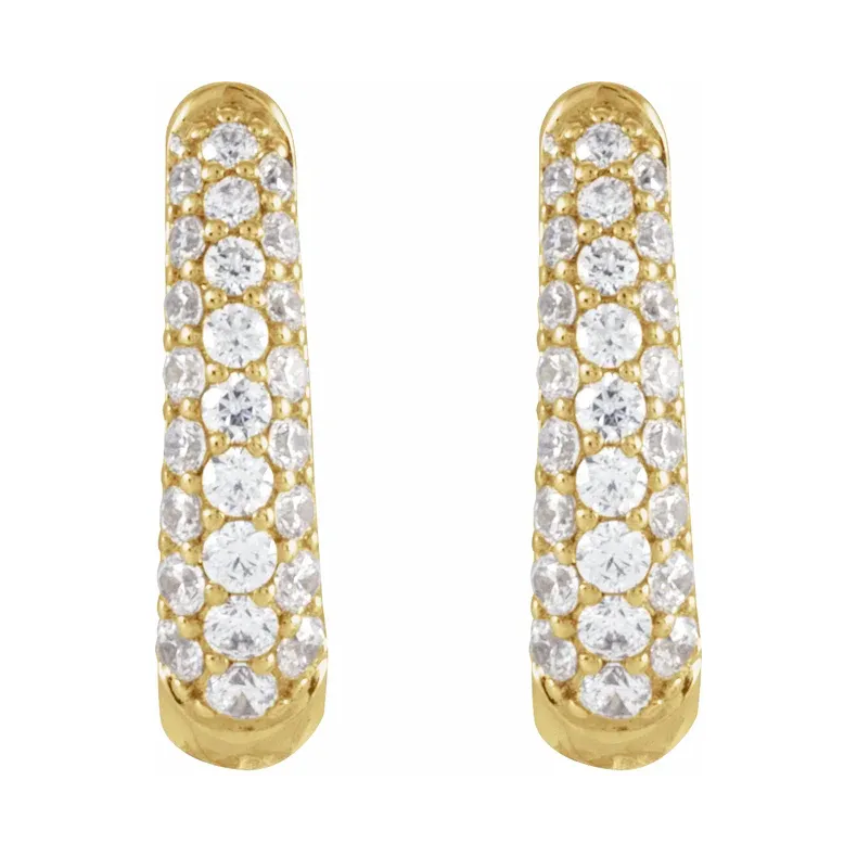 14K Solid Gold Diamond Hoop Earrings