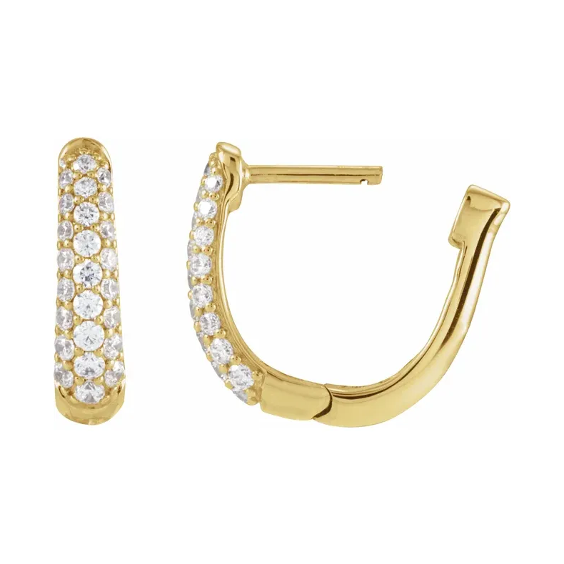 14K Solid Gold Diamond Hoop Earrings