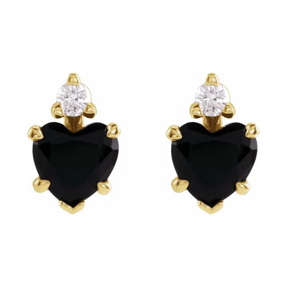 14K yellow gold Natural Mozambique Garnet with diamond stud earrings