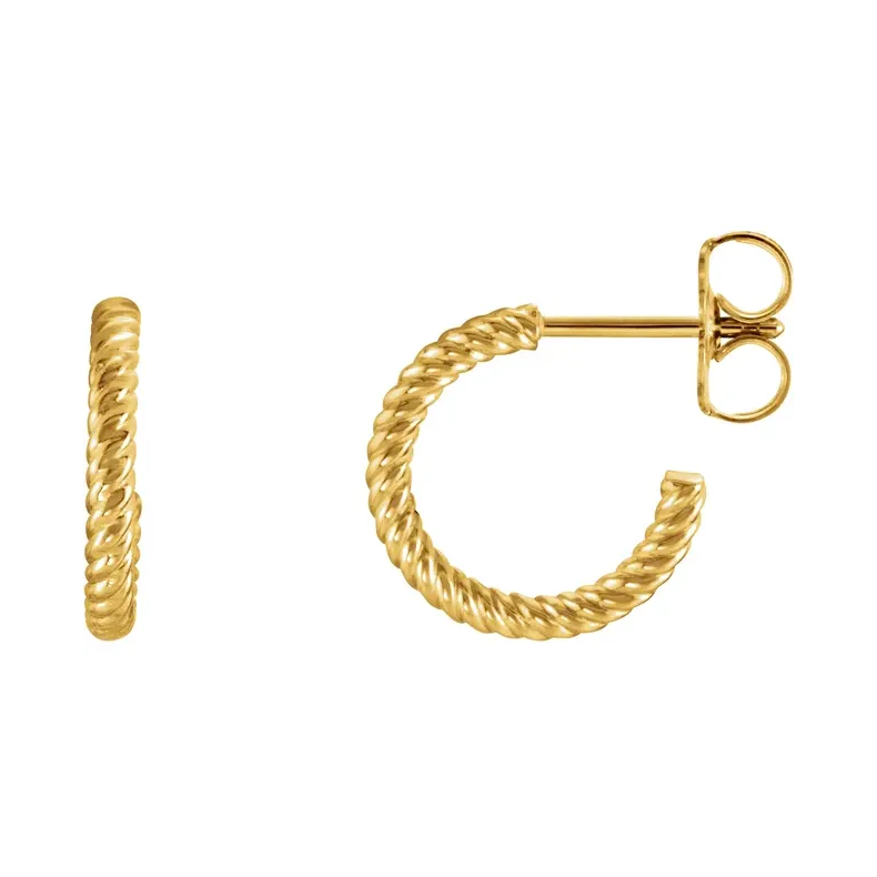 14K Yellow Rope Hoop Earrings