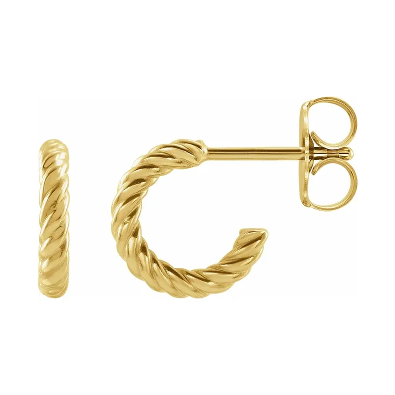 14K Yellow Rope Hoop Earrings