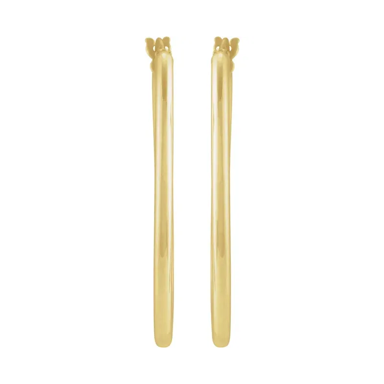 14K Yellow Elongated Oval Tube Hoop Earrings