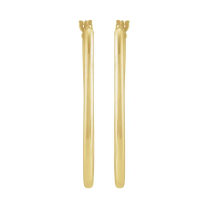 14K Yellow Elongated Oval Tube Hoop Earrings