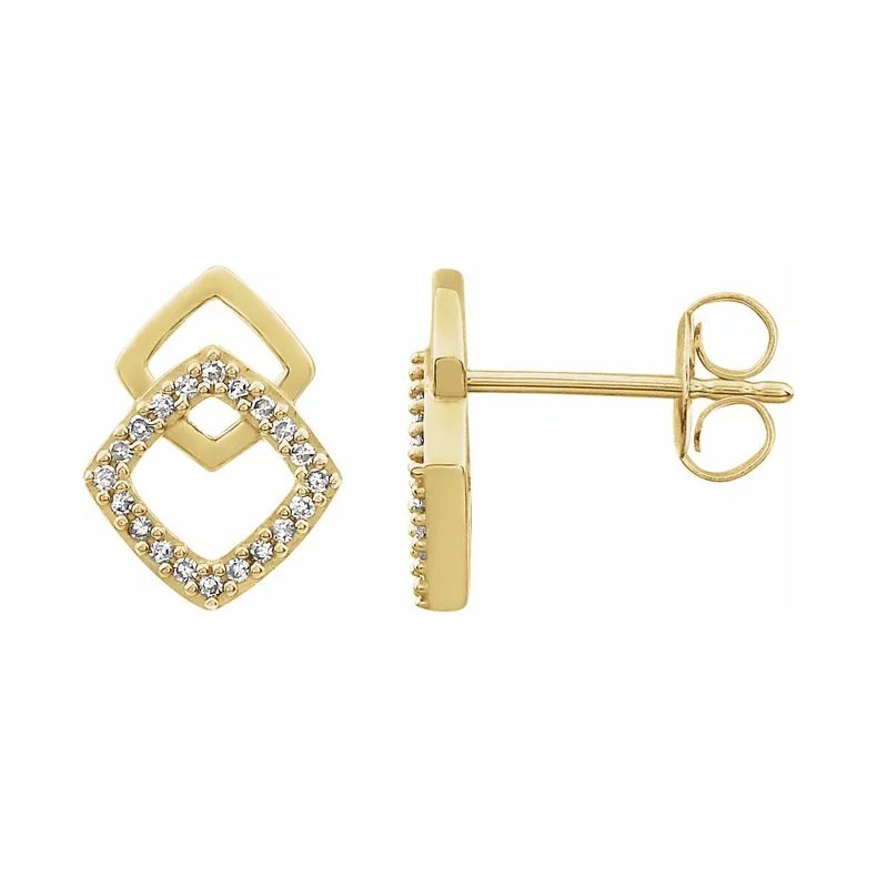 14K Yellow Diamond Geometric Earrings