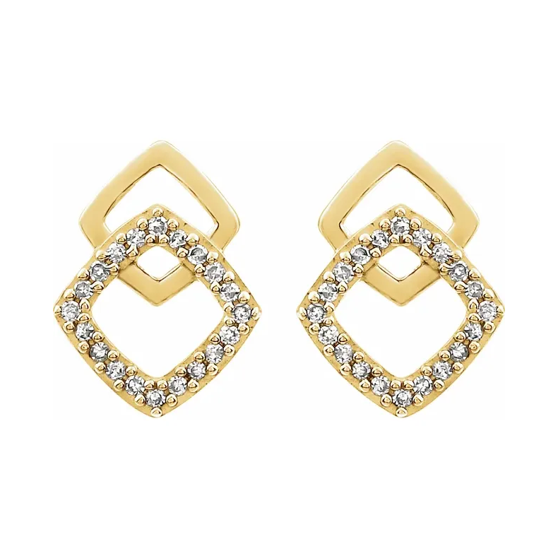 14K Yellow Diamond Geometric Earrings