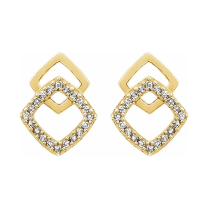 14K Yellow Diamond Geometric Earrings