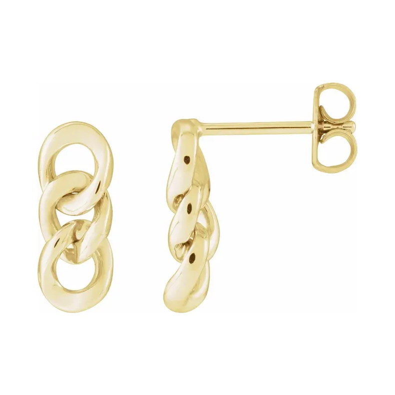 14K Yellow Curb Chain Link Earrings