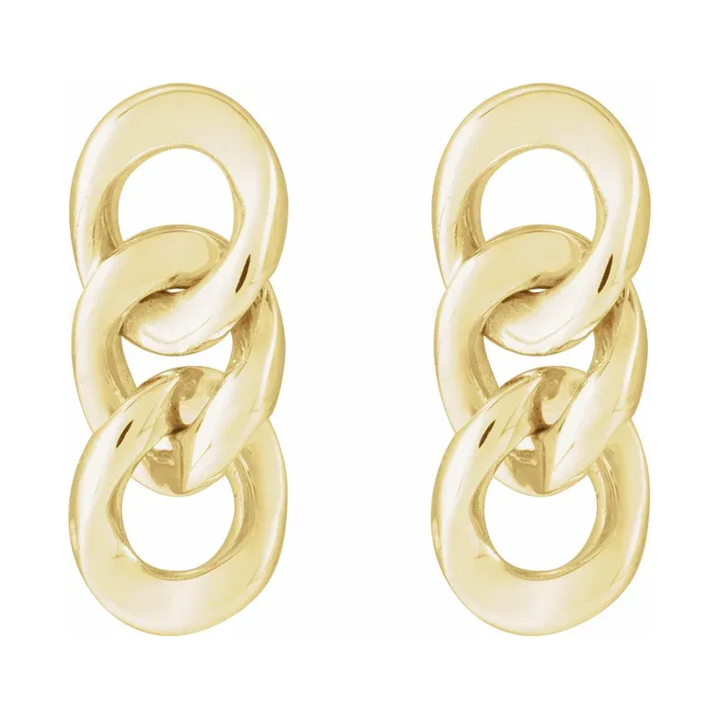 14K Yellow Curb Chain Link Earrings