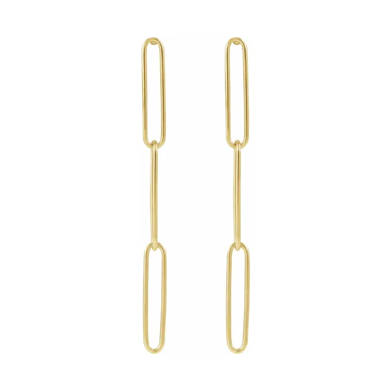 14K White Paperclip-Style Earrings