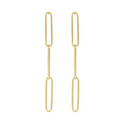 14K White Paperclip-Style Earrings