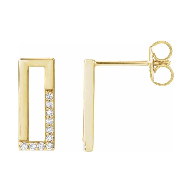 14K Yellow Single-Cut Natural Diamond Earrings