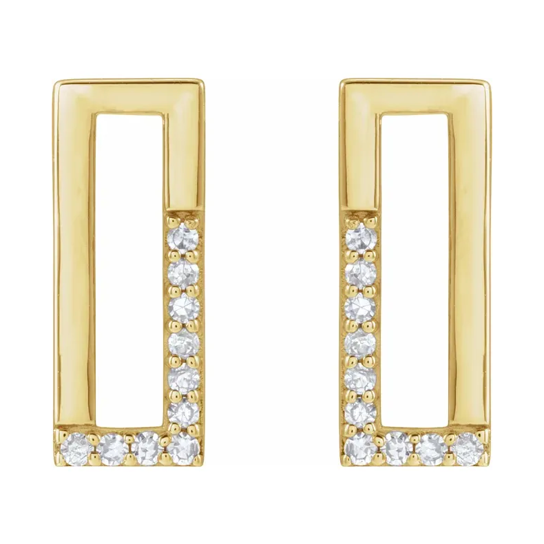 14K Yellow Single-Cut Natural Diamond Earrings