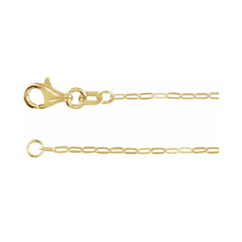 14K Solid gold 1.25 mm Paperclip-Style Chain Necklace