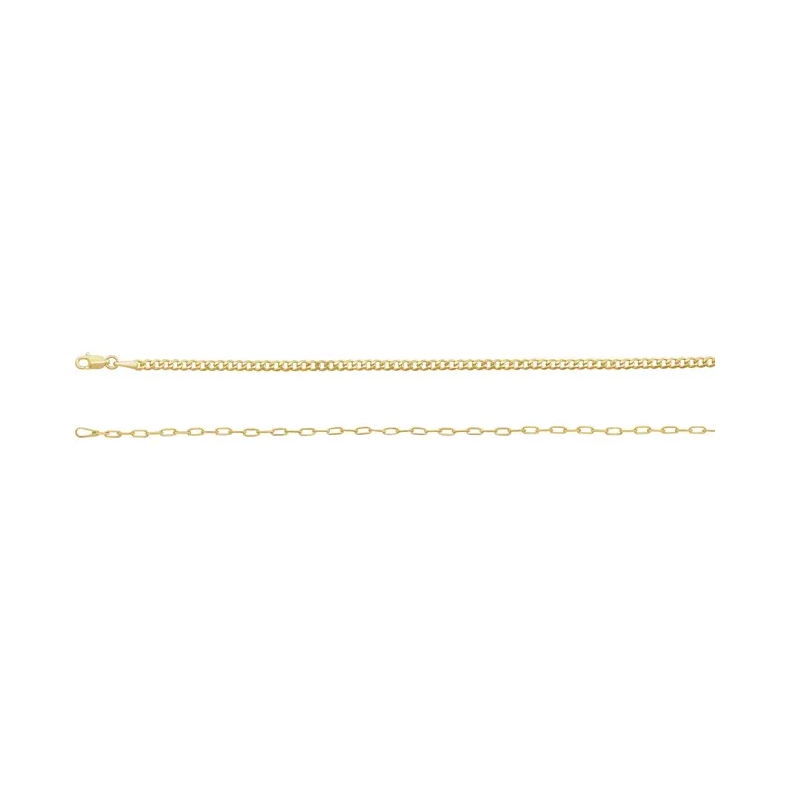 14K Yellow Curb &amp; Paperclip-Style Chain Necklace