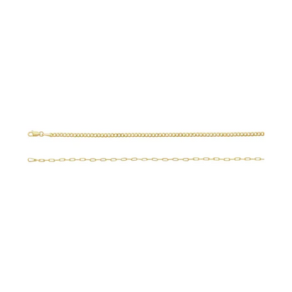 14K Yellow Curb &amp; Paperclip-Style Chain Necklace