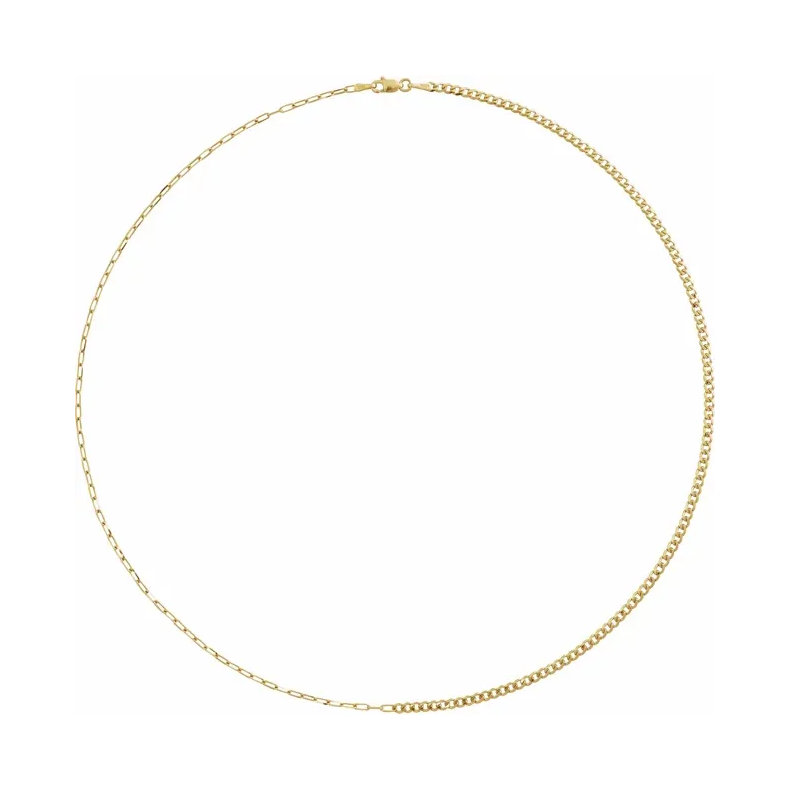 14K Yellow Curb &amp; Paperclip-Style Chain Necklace