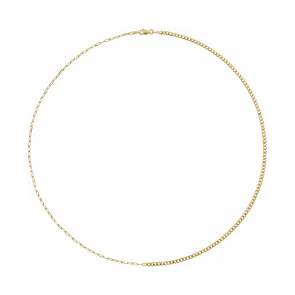 14K Yellow Curb &amp; Paperclip-Style Chain Necklace