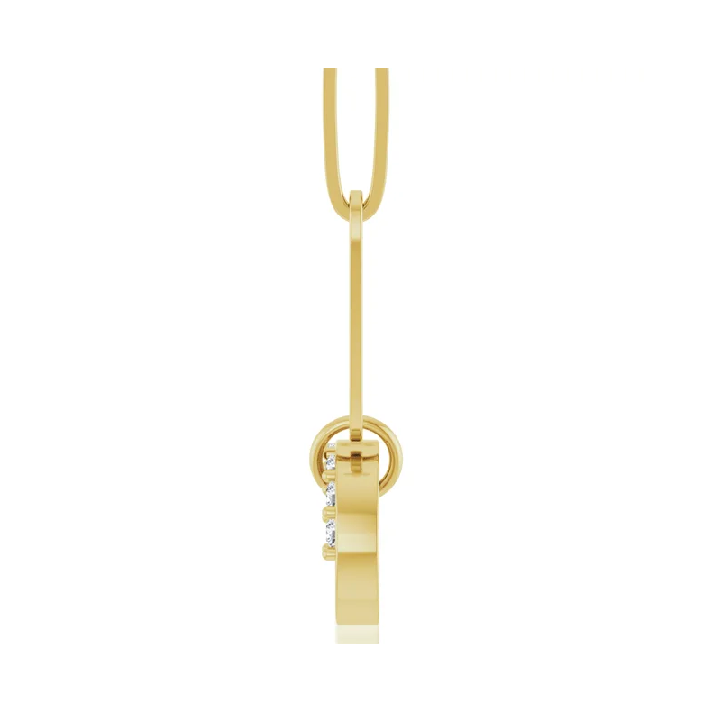 14K Solid Gold Natural Diamond Charm 16&quot; Necklace