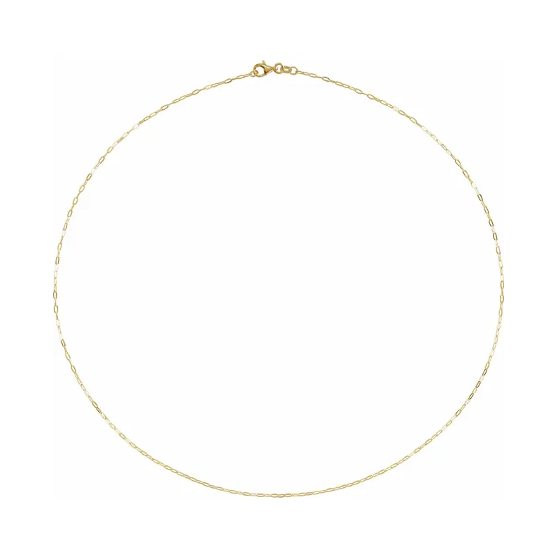 14K Solid gold 1.25 mm Paperclip-Style Chain Necklace