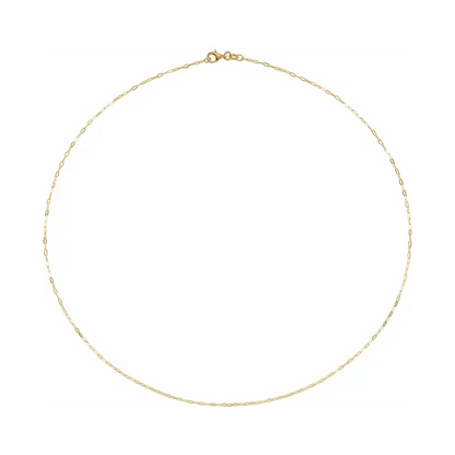 14K Solid gold 1.25 mm Paperclip-Style Chain Necklace