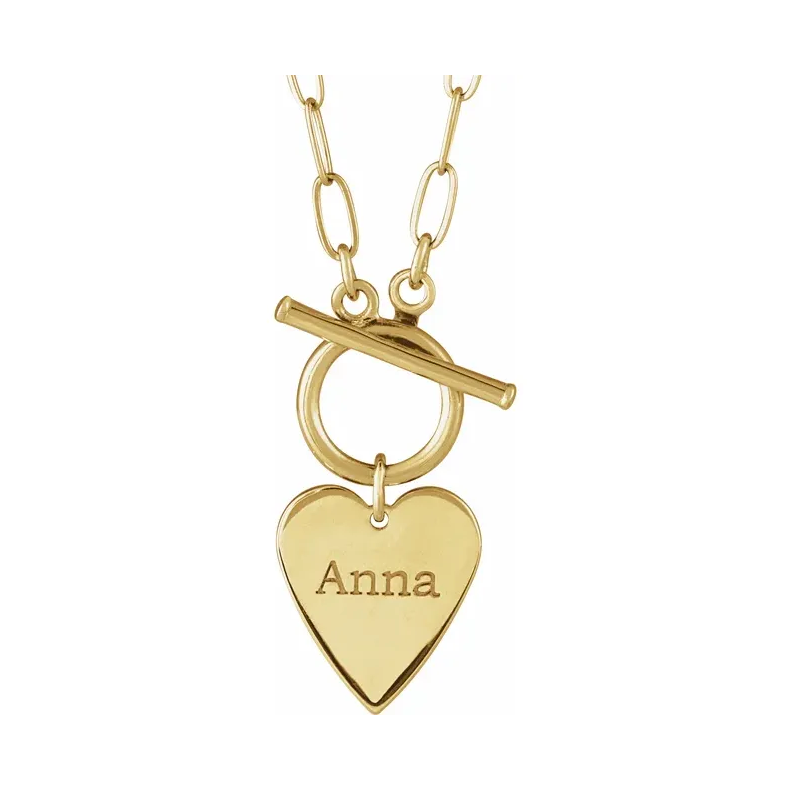 Engravable Heart Toggle Necklace