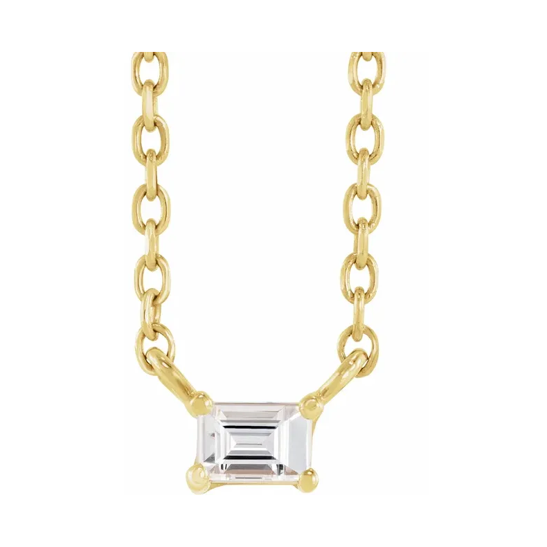 14K Yellow Solitaire Necklace